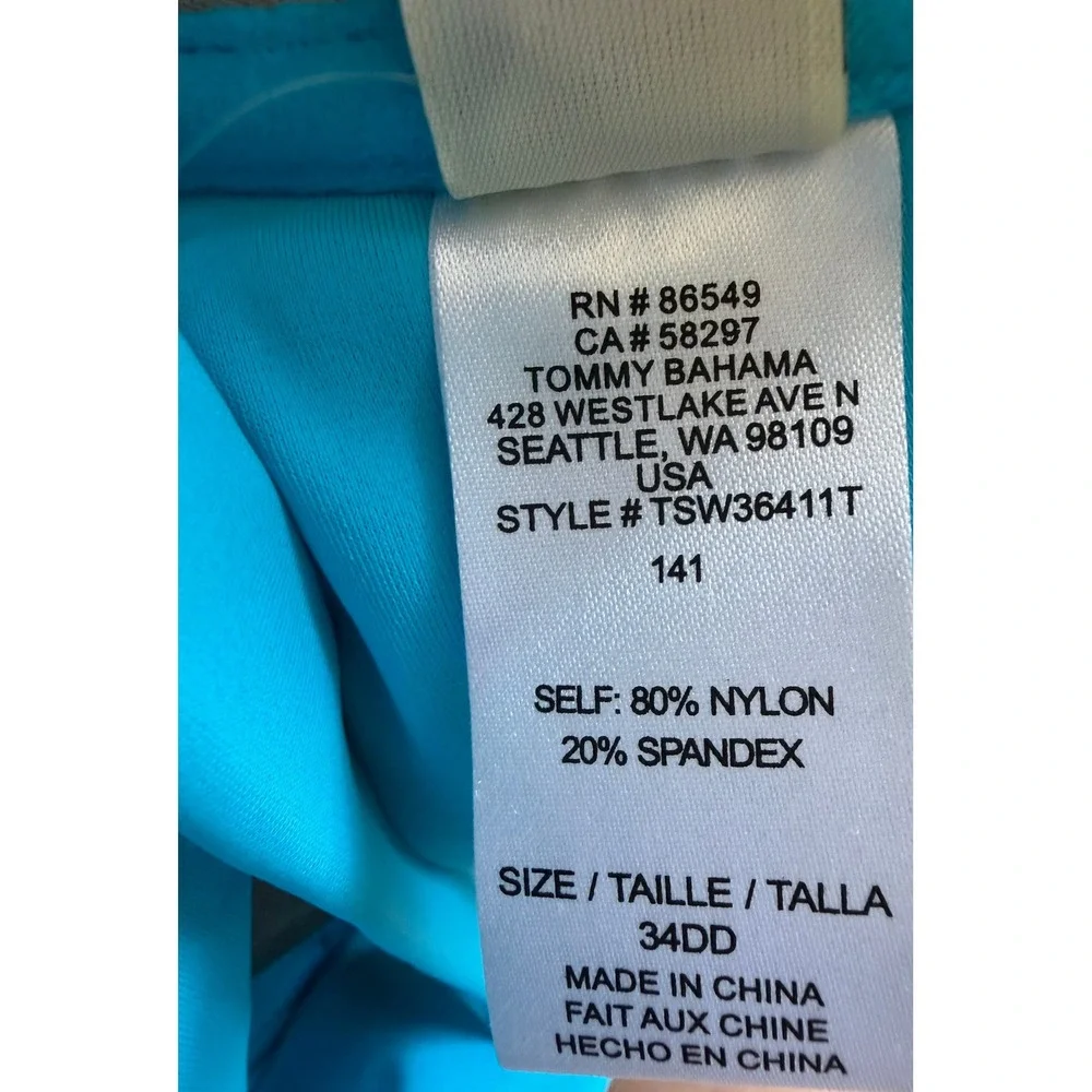 Tommy Bahama Baia Blue Bikini Set 34DD Top Large Bottoms TSW36411T TSW36422B
